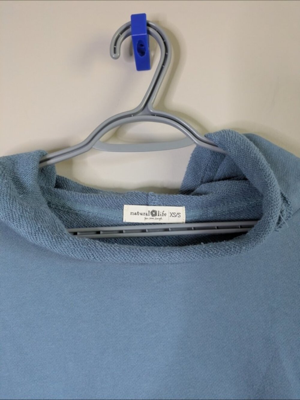 Natural Life Raw Hem Cropped Hoodie Blue Size XS/S Oversized Slouchy - Picture 3 of 7